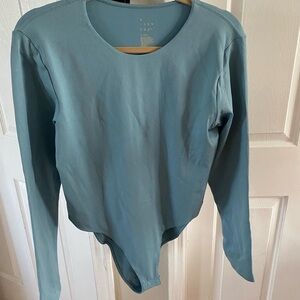 A New Day Blue Long Sleeve Cut Out Bodysuit NWOT